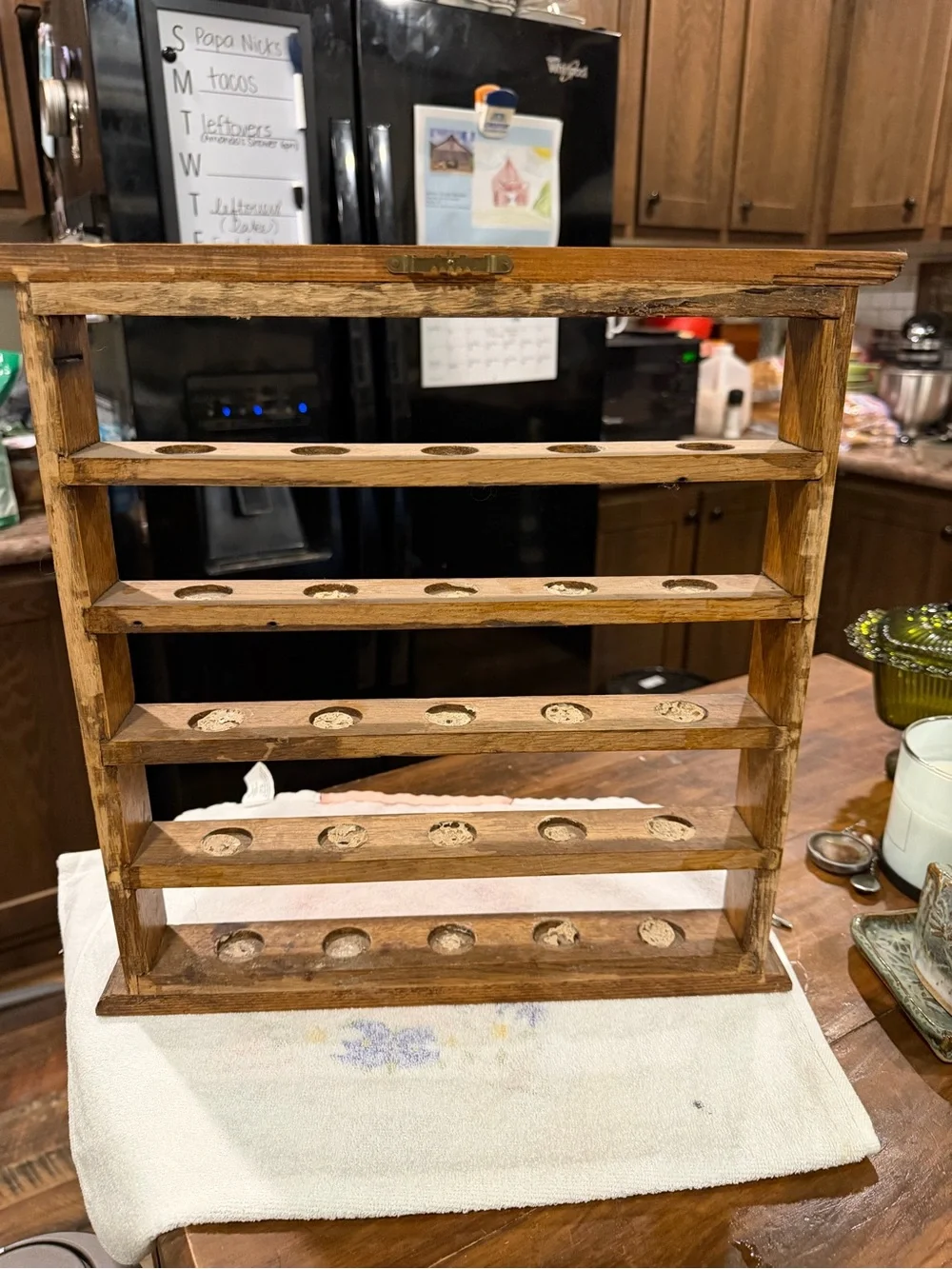 Vintage Wooden Shot Glass Golf Ball Wall Hanging Display Rack